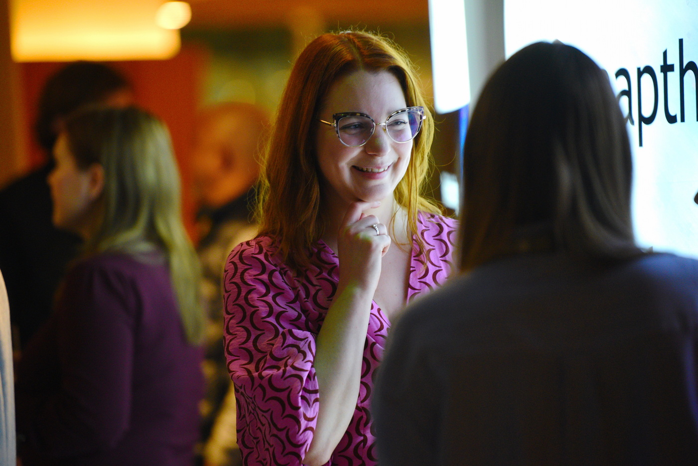 Drinks reception networking at a business event