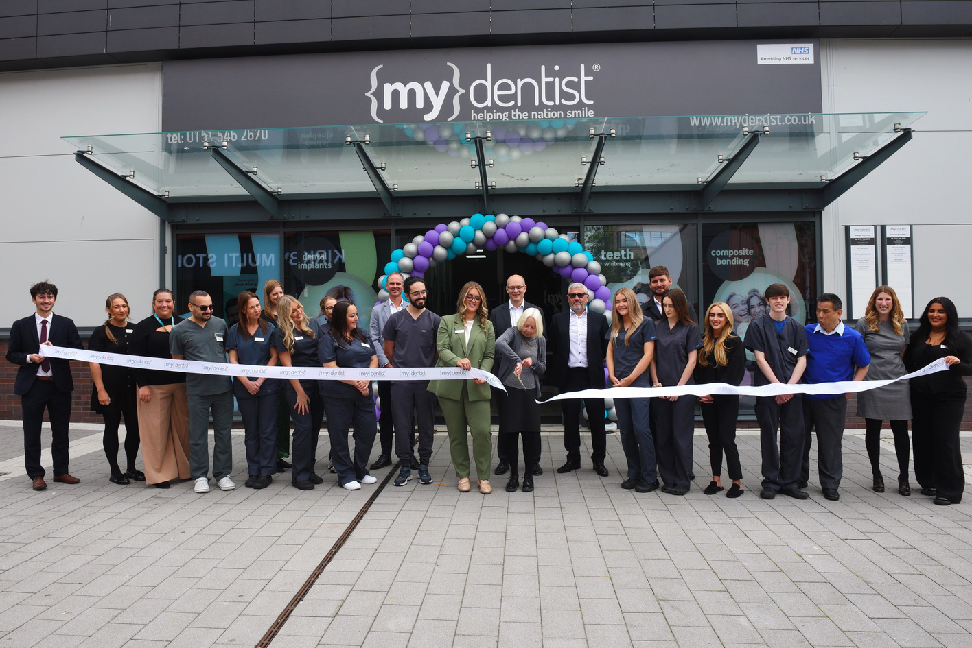 Ribbon opening ceremony at a business launch