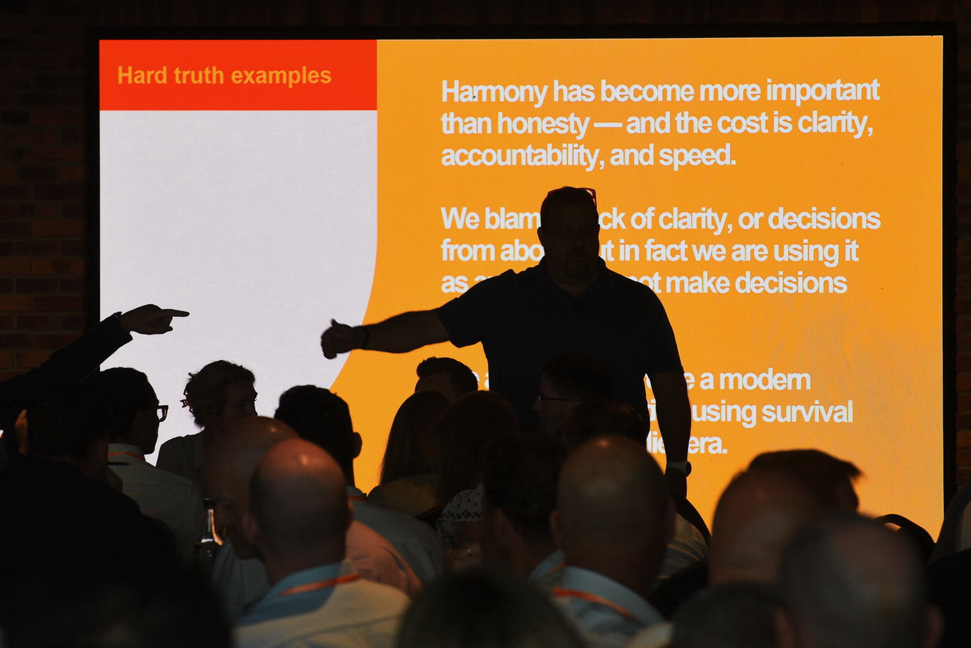 Business presentations at corporate event