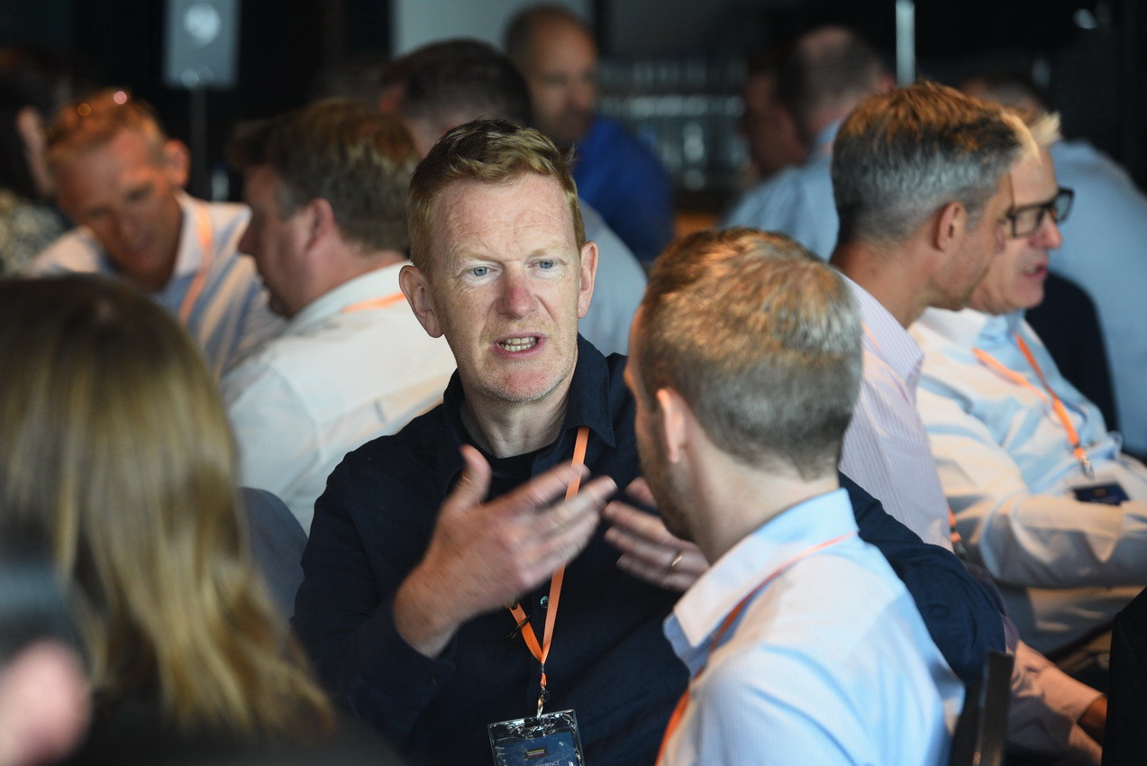 Team networking at corporate event