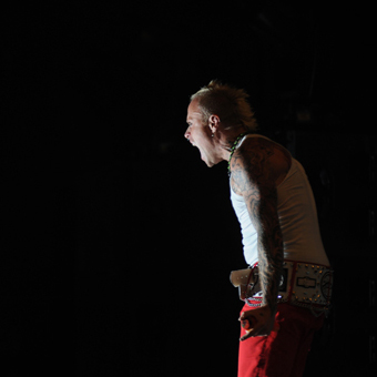 File pictures of the late lead singer of UK rave electronic band The Prodigy Keith Flint performing live at Glastonbury music festival in 2009. Available to licence.